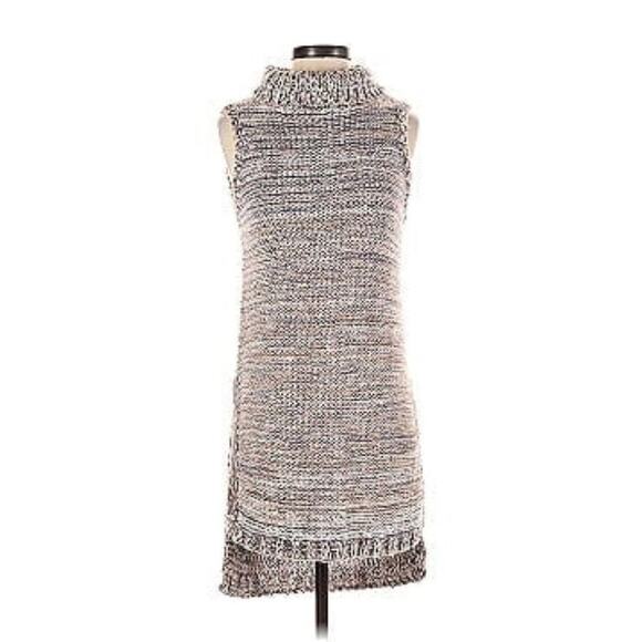 Cliche Sleeveless Turtleneck Sweater Sz XL Wool Blend Oversized Long Top - Picture 1 of 9